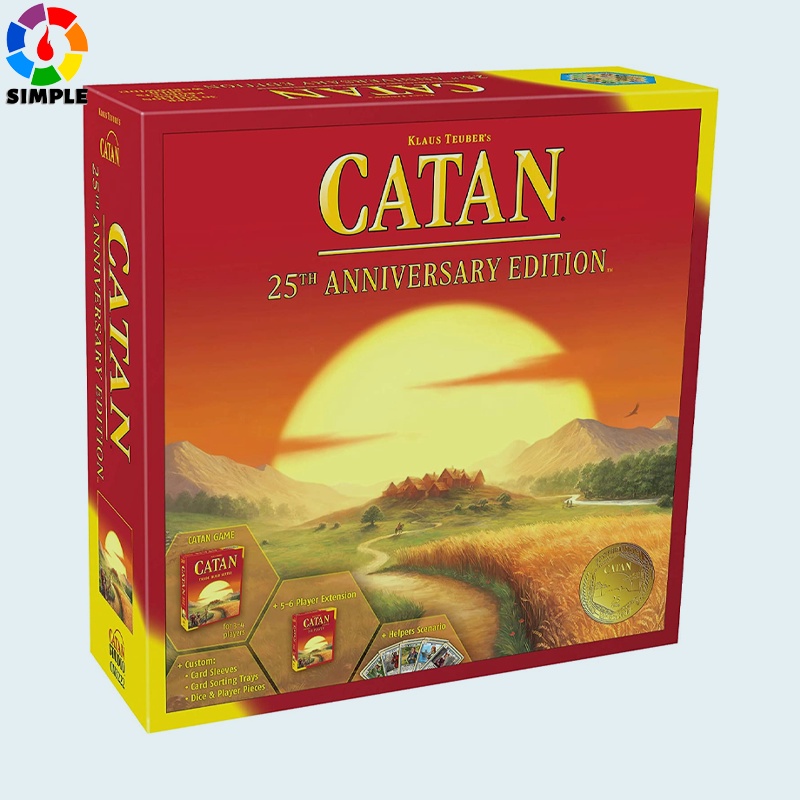 CATAN Board Game 25th Anniversary Edition Catan บอร์ดเกม ครบรอบ 25 ปี รวมฐานเกม และส่วนขยายเครื่องเล่น 5-6