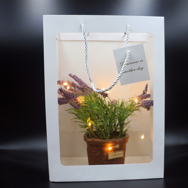 ถุงของขวัญ สีขาว มีหน้าต่าง สามารถใส่ตุ๊กตาได้ อุปกรณ์เสริมของขวัญวันเกิด