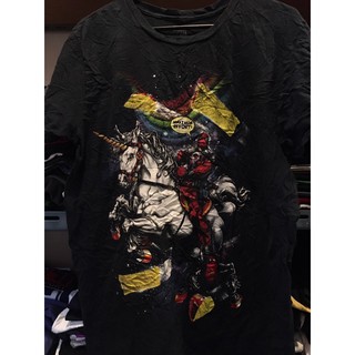 เสื้อยืดผ้าฝ้ายพิมพ์ลายขายดี เสื้อยืดการ์ตูนมือสอง DEADPOOL MARVEL Size M มือ2