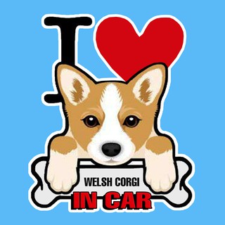 สติกเกอร์ จุ๊บติดกระจก แผ่นแม่เหล็กติดรถยนตร์ สติกเกอร์หมา WELSH CORGI AC7B