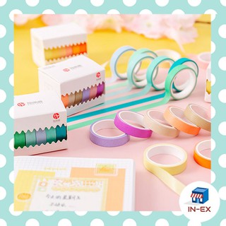 INEXSHOP - (6 ม้วน) วาชิเทป  Masking Tape / Washi Tape สีเรียบหวานพาสเทล ตกแต่งไดอารี่ Planner สมุดโน้ต