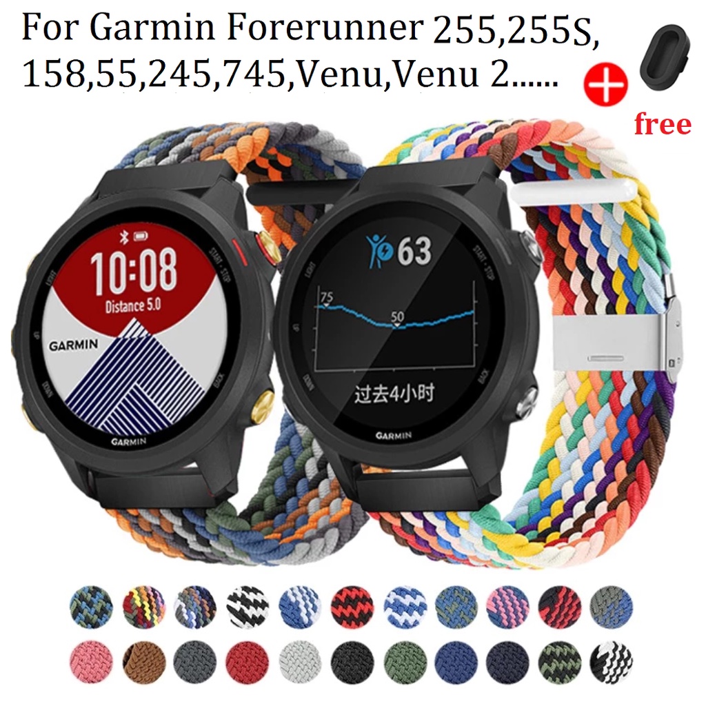 20 มม. 22 มม สายนาฬิกา Garmin Forerunner 255 สาย Nylon Strap สายนาฬิกาข้อมือไนล่อน แบบนิ่ม สําหรับ สาย Garmin Forerunner 245 Music 245 FR55/ Garmin Forerunner 55,Garmin Venu 2 Plus ,Garmin venu sq ,Vivoactive 4 Watch Strap สาย Garmin Forerunner 255 Strap