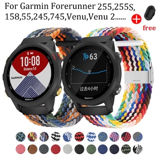 20 มม. 22 มม สายนาฬิกา Garmin Forerunner 255 สาย Nylon Strap สายนาฬิกาข้อมือไนล่อน แบบนิ่ม สําหรับ Garmin FR255 Music 245 FR55/ Garmin Forerunner 55,Garmin Venu 2 Plus ,Garmin venu sq Strap,Vivoactive 4  Watch Strap สาย Garmin Forerunner 255 Strap