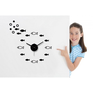 นาฬิกาแขวนปลา DIY สติกเกอร์ติดผนัง FISH DIY STICKER WALL CLOCK