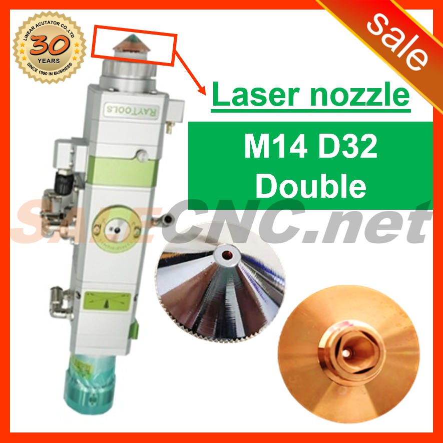 6. หัวตัดเลเซอร์ Laser Nozzle M11 D28 (Double) ขนาด 1.0mm-4.0mm CNC Laser Fiber หัวเลเซอร์ Optical Cutting