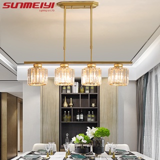 Sunmeiyi จี้คริสตัลไฟ Led สไตล์โมเดิร์นสําหรับตกแต่งห้องนั่งเล่นห้องครัวห้องอาหารบ้านสีดําทอง