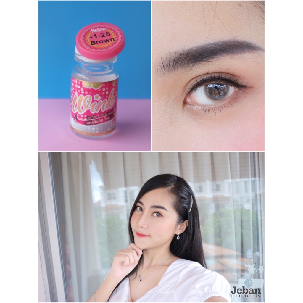 คอนแทคเลนส์ (สายตา -200) Mello  สีเทา  ยี่ห้อ Wink Dia 14.2