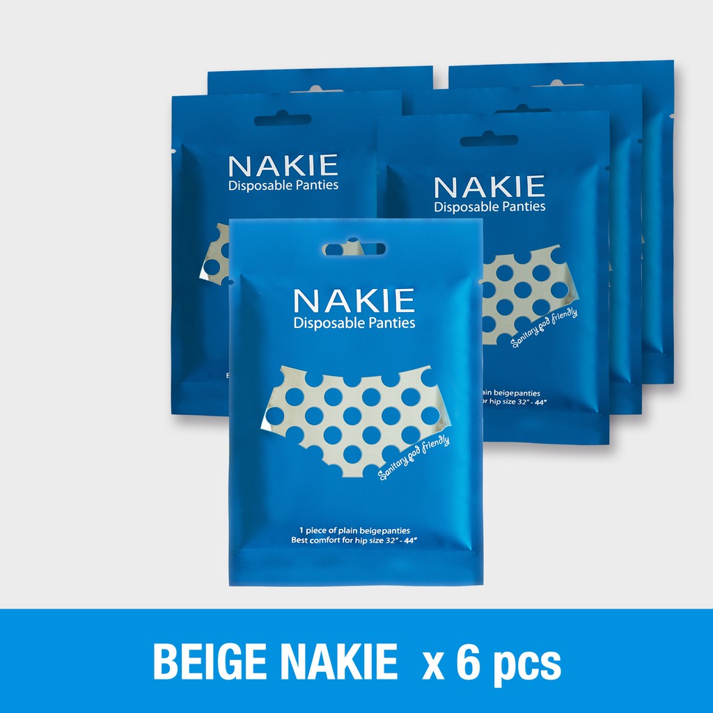 NAKIE กางเกงชั้นในใช้เแล้วทิ้งเกรดพรีเมี่ยม ชุด 6 ชิ้น (สีเบจ)