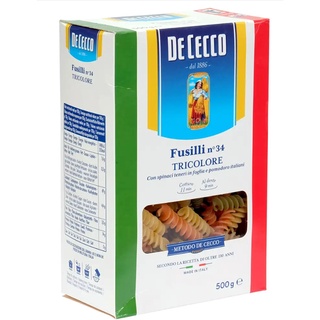 De Cecco Pasta Fusilli Tricolore 500g เส้นพาสต้า แบบเกลียว อาหาร วัตถุดิบ