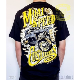 MS 06 Customs Classic เสื้อยืด สีดำ เสื้อไบค์เกอร์ รถแข่ง Moai Speed T-Shirt ผ้าคอตตอน สกรีนลาย S M L XL XXL