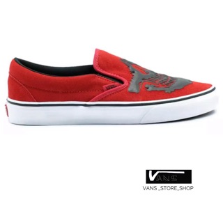 VANS SLIP ON JAWBONE RACING RED TRUE WHITE SNEAKERS สินค้ามีประกันแท้