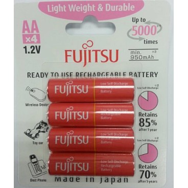 Fujitsu HR-3UTLA  ถ่านชาร์จ ขนาด AA 1.2V ความจุ 950 mAh แพ็ค 4 ก้อน