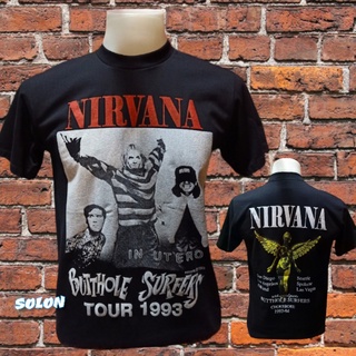 เสื้อวง Nirvana แขนสั้น ไม่มีตะเข็บข้าง คอฟิต ป้ายUSA เสื้อวง เสื้อผู้ชาย เสื้อทัวร์ วงร็อคคต่างประเทศ