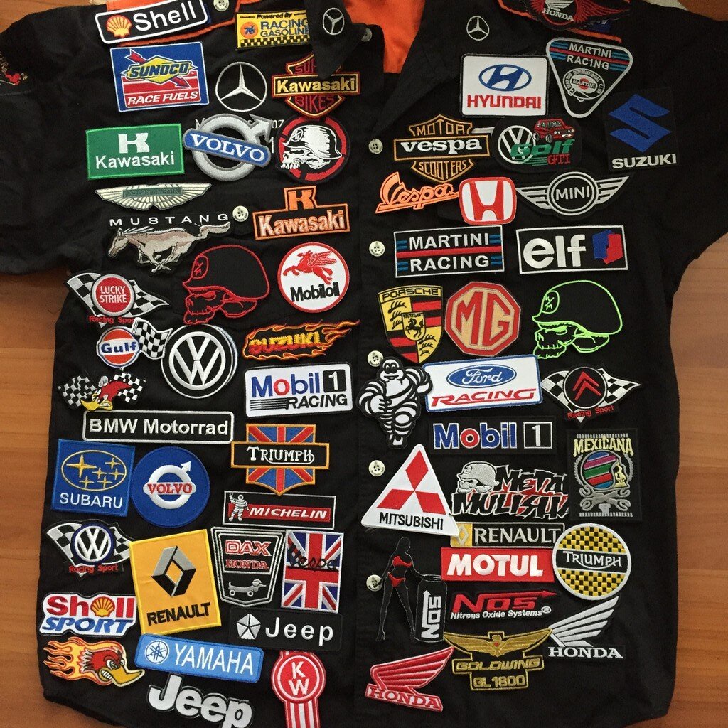 (บอกลายที่เลือกทางแขท)อาร์มปัก รถแข่ง ไบค์เกอร์ มอเตอร์ไซด์ ตัวรีดติดเสื้อ Biker Iron on Patch