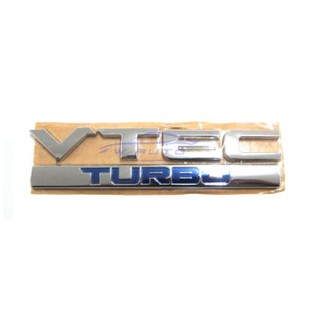 VTEC TURBO LOGO แผ่นป้ายติดท้ายรถ ฮอนด้า ซีวิค ทุกรุ่น สีชุบ HONDA โลโก้ STICKER โลโก้ สติ๊กเกอร์ งานเทียบ แผ่นป้าย ป้าย