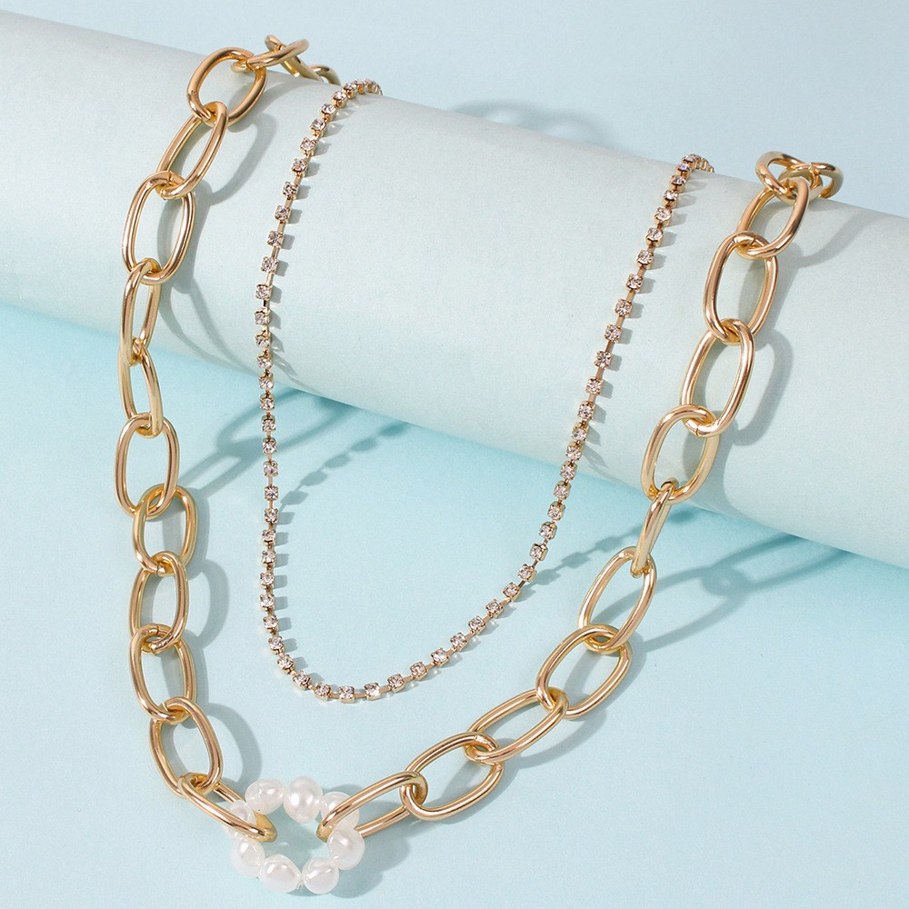 (ใส่โค้ด WW7HJ  ลด 10% ทั้งร้าน) สร้อยคอโซ่สุดเก๋พร้อมเพชรเก๋ สร้อยคอโซ่ สร้อยคอแฟชั่น สร้อยคอเกาหลี