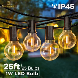 Ip45 สายไฟหิ่งห้อย Led 1W G40 25 ฟุต หรี่แสงได้ สําหรับตกแต่งปาร์ตี้คริสต์มาส งานแต่งงาน