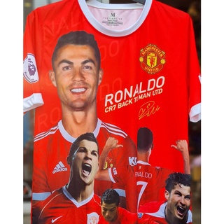 เสื้อกีฬาแขนสั้นพิมส์ลาย Ronaldo Manchester Cr7 ไส่ได้ผู้ชายและผู้หญิง