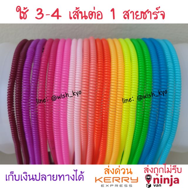 [ พร้อมส่ง ร้านไทย][ขั้นต่ำ3เส้น] เกลียวถนอมสายชาร์จสีทึบ/เกลียวพันสาย