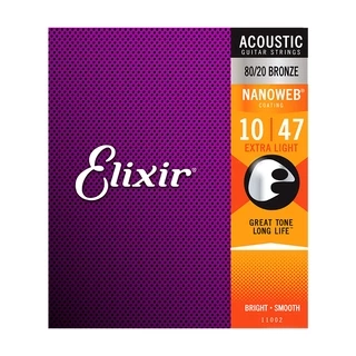 [ของแท้ 100%] Elixir Acoustic Guitar Strings 8020 Bronze NanoWeb Coating Antirust สายกีตาร์โปร่ง