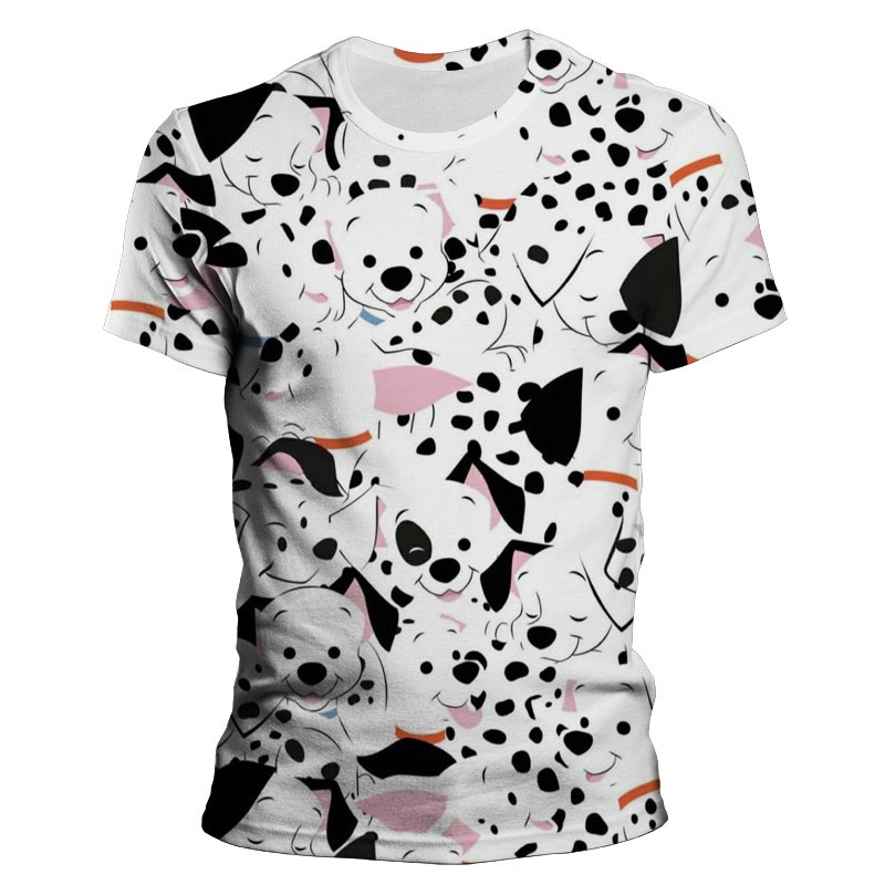 เสื้อยืดแขนสั้น พิมพ์ลายการ์ตูนดิสนีย์ Dalmatians 101 3 มิติ เหมาะกับฤดูร้อน สําหรับผู้ชาย และผู้หญิง
