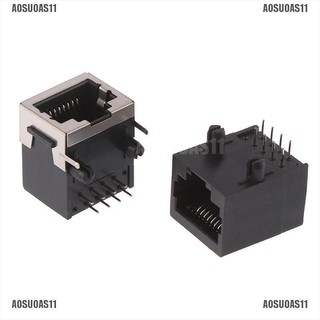 [AOSUOAS11] แจ็คเชื่อมต่อบอร์ด PCB RJ45 โลหะ 8 Pin ตัวเมีย 10 ชิ้น