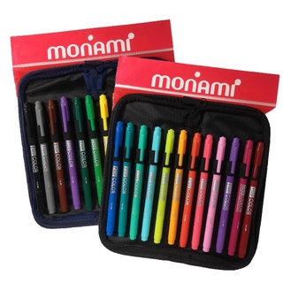 ปากกาสี MONAMI Live Color Pens ชุดปากกาสีน้ำ ไลฟ์คัลเลอร์ 12 สี พร้อมกระเป๋าดินสอ (1 กล่อง)