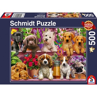 จิ๊กซอว์ Schmidt - Puppies on the shelf  500 piece  (ของแท้  มีสินค้าพร้อมส่ง)