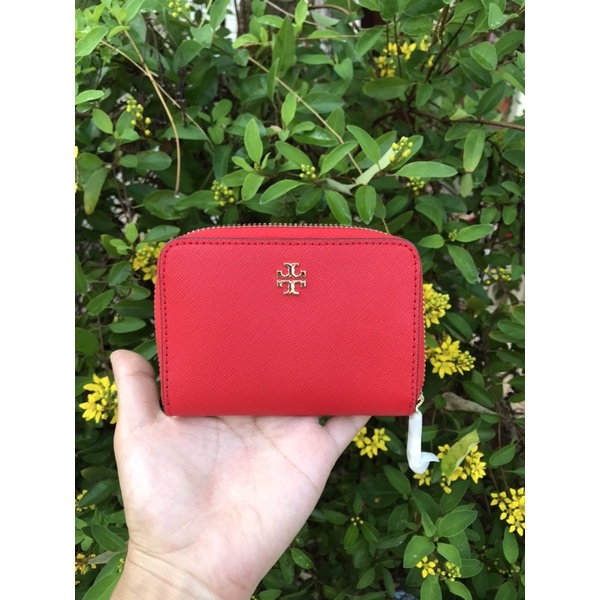 Tory Burch Emerson Zip Coin Case 52903 สีแดง❤️(ของแท้ 100%)