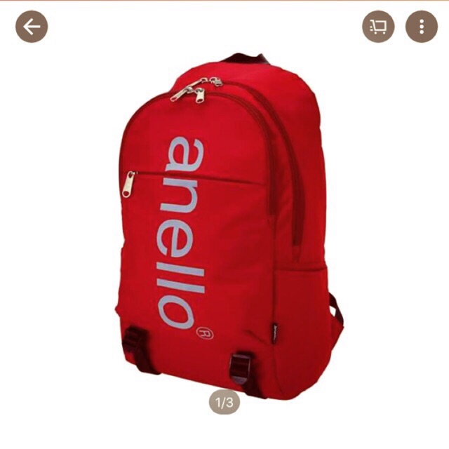 กระเป๋าเป้ Anello big logo print mini daypack สีแดง