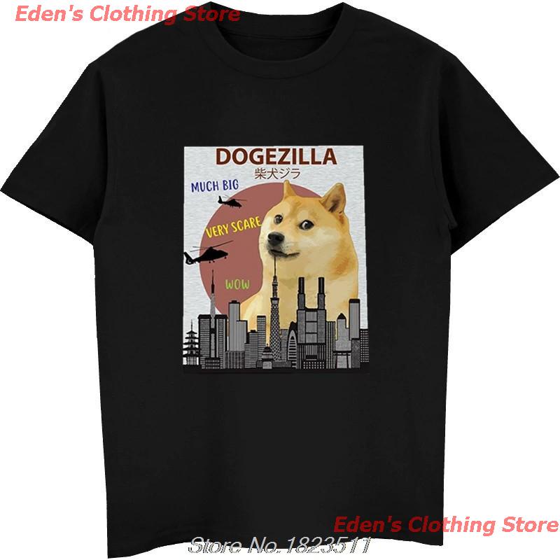 Eden's Clothing Store 2022 เสื้อยืด Dogezilla ตลก ตลก Doge Meme Shiba Inu สุนัขประเดิมผู้ชายเสื้อยืด