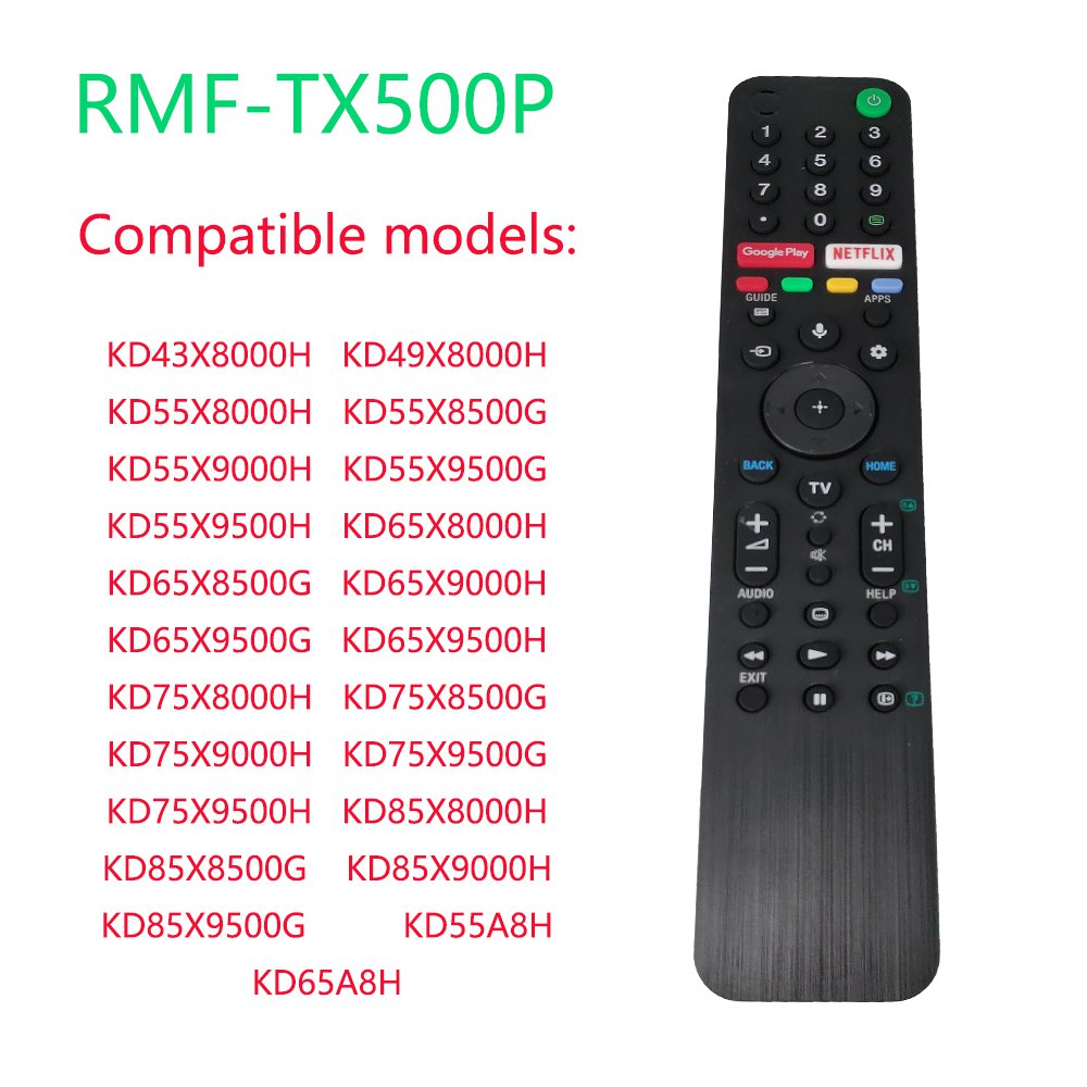 ใหม่ SONY RMF-TX500P พร้อม Netflix Google Play ควบคุมด้วยเสียง สําหรับ SONY 4K UHD Android Bravia TV รุ่น KD43X8000H KD49X8000H KD55X8000H KD55X8500G KD55X9000H KD55X9500G KD55X9500H KD65X8000H KD65X8500G KD65X9000H KD65X9500G KD65X9500H