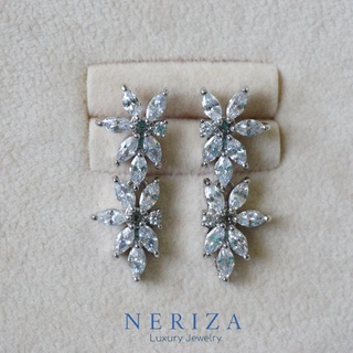 Neriza Jewelry/ ต่างหูระย้าเพชรสังเคราะห์เกรดพรีเมี่ยม ประกายเทียบเท่าเพชรแท้ จัดส่งฟรี พร้อมกล่อง NE011