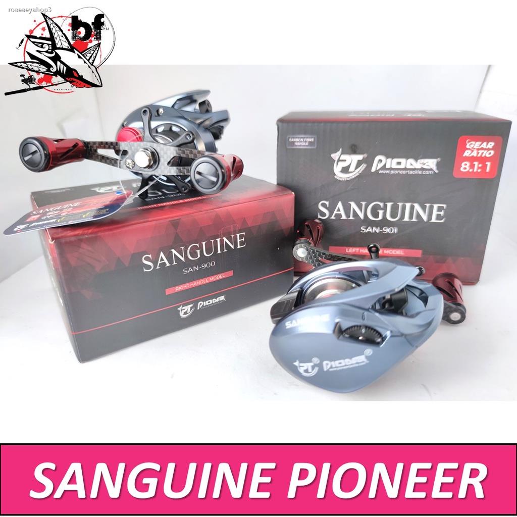 NEW 2022!! รอกหยดน้ำ Pioneer รุ่น Sanguine ( แซงกวิ้น ) รอบ 8  เหมาะสำหรับตีเหยื่อปลอม หรือตกปลาล่าเหยื่อ หมุนซ้าย/ขวา