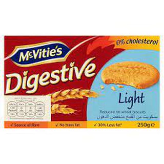 Mcvities Digestive Light 250g แมคไวตี้ส์ไลท์บิสกิตข้าวสาลีสูตรไม่มีโคเลสเตอรอล 250กรัม