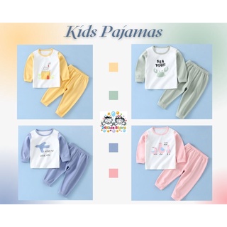 Kidssaurus ชุดนอนเด็ก ชุดนอนเด็กแขนยาวขายาว ชุดนอนผ้านิ่ม ผ้าบาง สีพาสเทล