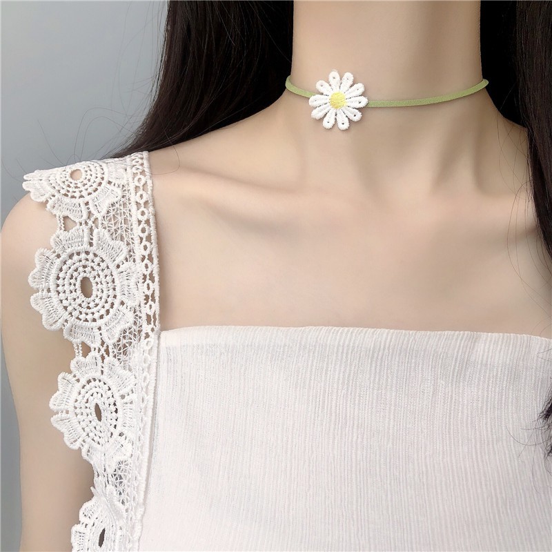 โชคเกอร์เดซี่ สร้อยคอ โชคเกอร์ Choker Daisy BOHO Sexy สร้อยแฟชั่น โชคเกอร์ผ้า สายหนัง สร้อยคอเดซี่ พร้อมส่ง