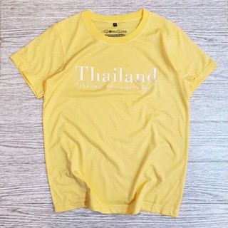 เสื้อยืดคอกลมสีเหลืองพิมพ์ลาย Thailand