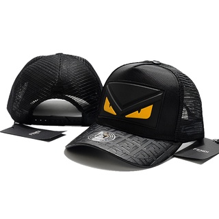 Fendi monster trucker หมวกแก๊ป พรีเมี่ยม หรูหรา นําเข้า โลโก้สีดํา