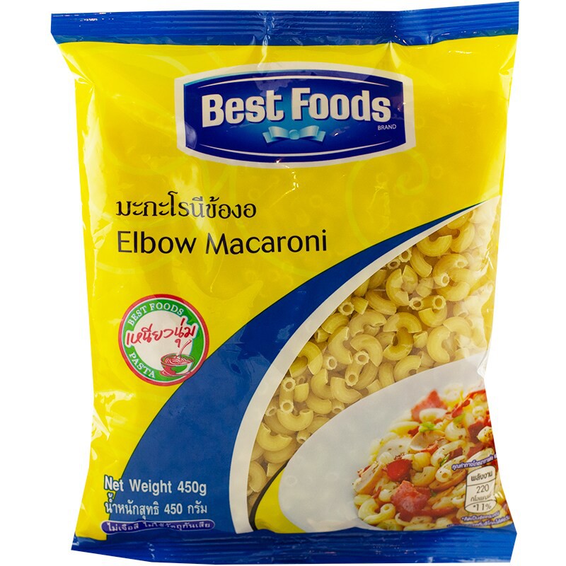 เบสท์ฟู้ดส์มะกะโรนีรูปข้องอ 450กรัม Best Foods Elbow Macaroni 450g.