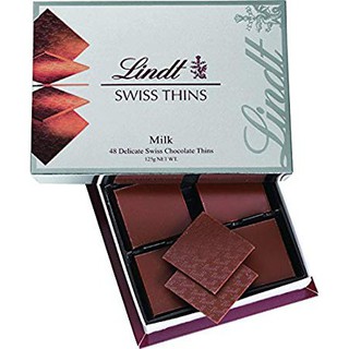 Lindt Swiss Thins Milk Chocolate 125g. ลินด์สวิสทินส์ช็อกโกแลตนม 125กรัม