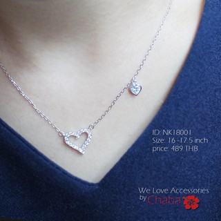chaba_accessories สร้อยคอเเงินแท้ 925 sterling silver ชุบทองคำขาว ( NK18001)
