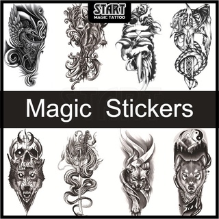 【Start Magic Tattoo】สติกเกอร์รอยสักชั่วคราว กันน้ํา ติดทนนาน 2 สัปดาห์ 210 มม. × 115 มม. 160 วัน