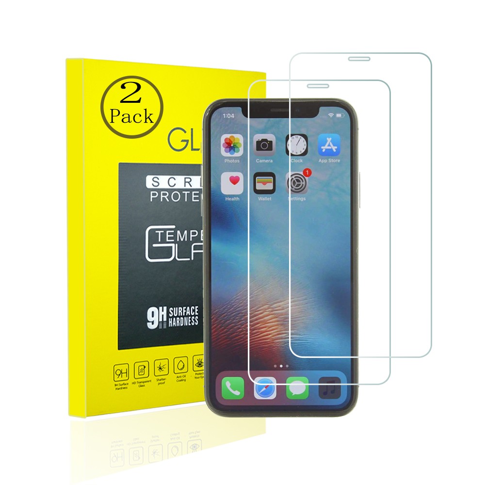 [2 แพ็ค] iPhone X XR XS Max กระจกเทมเปอร์ปกป้องหน้าจอ 2.5D 9H ความแข็งฟองฟรีฟิล์มป้องกันลายนิ้วมือ
