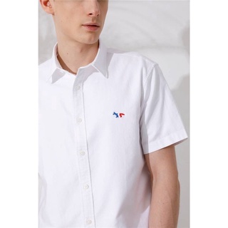 mk three-color fox embroidery oxford short-sleeve shirt