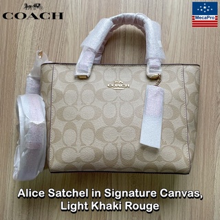 Coach® Alice Satchel in Signature Canvas, Light Khaki Rouge กระเป๋าถือพร้อมสายสะพาย สำหรับผู้หญิง