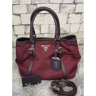 Prada Tessuto Nylon Two Way Tote สี Granato