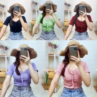 🔥พร้อมส่ง🔥เสื้อครอปไหมพรม [ถ่ายจากสินค้าจริง]✅