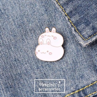 🇹🇭 พร้อมส่ง : 🐰 เข็มกลัดเซ็ทคู่รักกระต่ายขาว | White Rabbit Couple Enamel Brooch Pin.