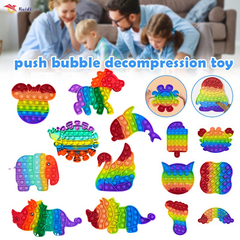 ปุ่มกดของเล่น Pop It Push Bubble ของเล่นบีบ สำหรับคลายเครียด ของขวัญคริสต์มาส วันเกิด ของเล่นเด็ก ของเล่นคลายเครียดบีบ Rainbow Color Pop Fidget Toy Push It Bubble Tiktok Pop it ของแท้ สำหรับเด็กผู้ใหญ่กดเพื่อฆ่าเวลาและบรรเทาความวิตกกังวล